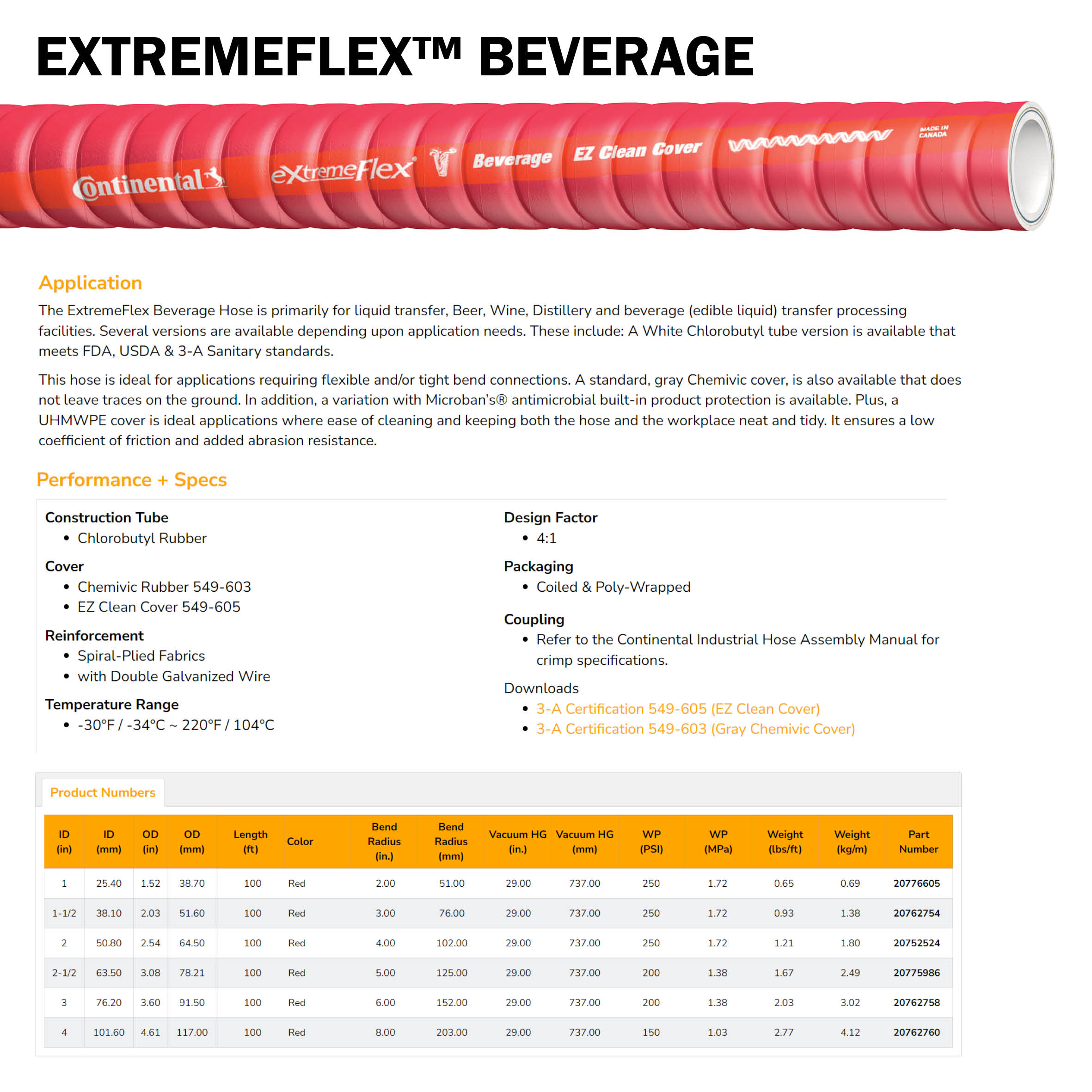 RUBBER - CONTINENTAL EXTREMEFLEX BEVERAGE EZ GLIDE